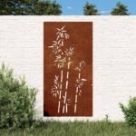 Garden Wall Decoration 105x55 cm Corten Steel Bamboo Design