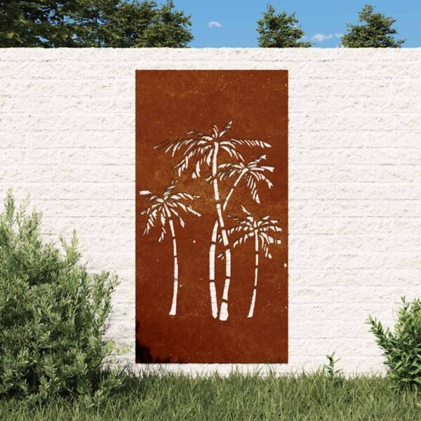 Garden Wall Decoration 105x55 cm Corten Steel Palm Tree Design