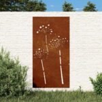 Garden Wall Decoration 105x55 cm Corten Steel Flower Design