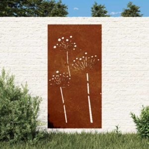 Garden Wall Decoration 105x55 cm Corten Steel Flower Design