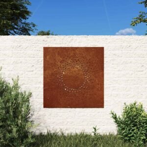 Garden Wall Decoration 55x55 cm Corten Steel Sun Design