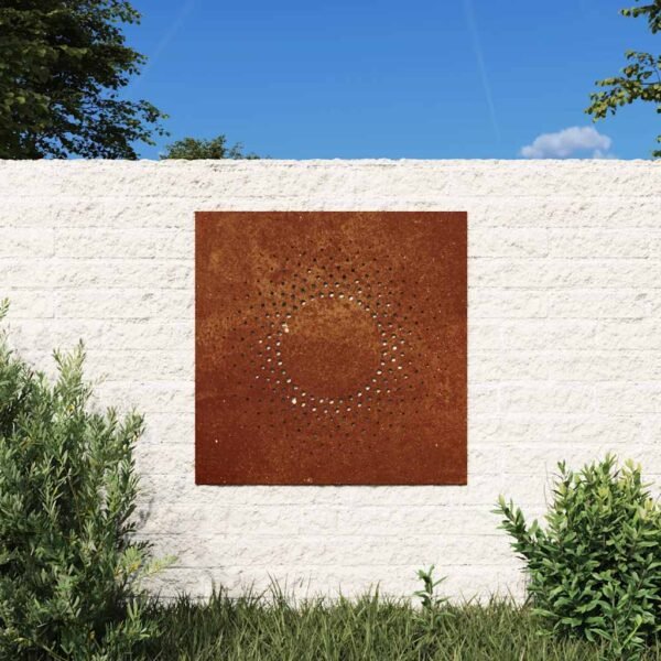 Garden Wall Decoration 55x55 cm Corten Steel Sun Design