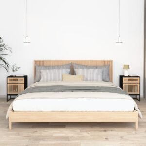 Bedside Cabinets 2 pcs Black 40x30x55.5 cm Engineered Wood&Iron