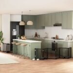 Dog Gate with Door Foldable 9 Panels Black 450 cm Poplar Wood