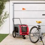 Pet Bike Trailer Red and Grey Oxford Fabric and Iron