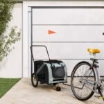 Pet Bike Trailer Grey and Black Oxford Fabric and Iron
