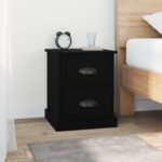 Bedside Cabinet Black 39x39x47.5 cm Engineered Wood