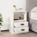 Bedside Cabinets 2 pcs High Gloss White 43x36x60 cm