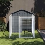 Dog House with Run Anthracite 117x201x123 cm Galvanised Steel