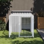 Chicken Cage with Run Light Grey 110x201x110 cm Galvanised Steel
