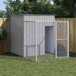 Chicken Cage with Run Light Grey 165x251x181 cm Galvanised Steel