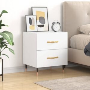 Bedside Cabinet White 40x35x47.5 cm Engineered Wood