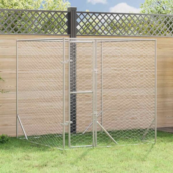 Outdoor Dog Kennel Silver 2x2x2 m Galvanised Steel