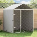 Outdoor Dog Kennel with Roof Silver 2x2x2.5 m Galvanised Steel