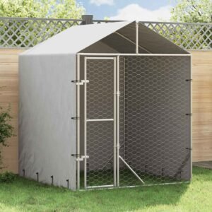 Outdoor Dog Kennel with Roof Silver 2x2x2.5 m Galvanised Steel
