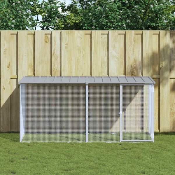 Chicken Cage with Roof Light Grey 203x98x90 cm Galvanised Steel