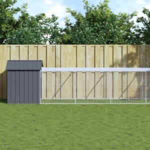 Chicken Cage with Run Anthracite 117x609x123 cm Galvanised Steel