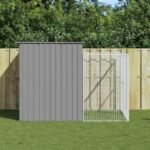 Dog House with Run Light Grey 214x253x181 cm Galvanised Steel