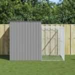 Dog House with Run Light Grey 214x253x181 cm Galvanised Steel
