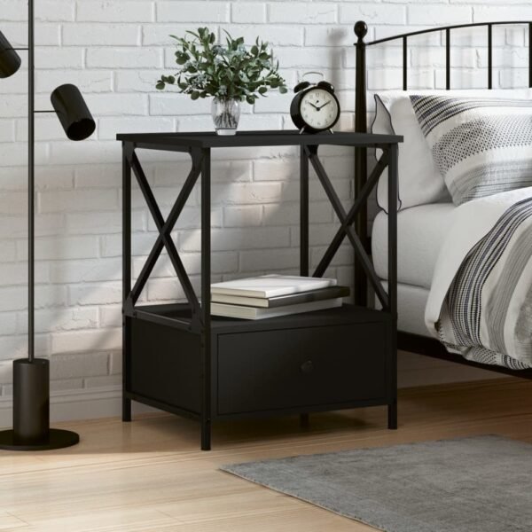 Bedside Table Black 50x41x65 cm Engineered Wood