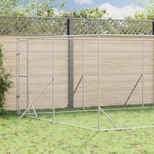Outdoor Dog Kennel Silver 4x8x2 m Galvanised Steel