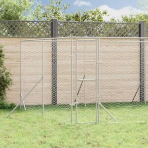 Outdoor Dog Kennel Silver 8x8x2 m Galvanised Steel
