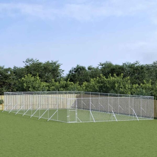 Outdoor Dog Kennel Silver 8x16x2 m Galvanised Steel