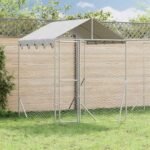 Outdoor Dog Kennel with Roof Silver 4x4x2.5 m Galvanised Steel