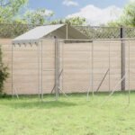 Outdoor Dog Kennel with Roof Silver 6x6x2.5 m Galvanised Steel