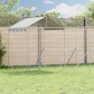 Outdoor Dog Kennel with Roof Silver 6x6x2.5 m Galvanised Steel