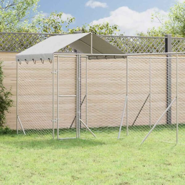 Outdoor Dog Kennel with Roof Silver 6x6x2.5 m Galvanised Steel
