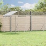 Outdoor Dog Kennel with Roof Silver 10x8x2.5 m Galvanised Steel