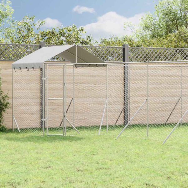 Outdoor Dog Kennel with Roof Silver 10x8x2.5 m Galvanised Steel