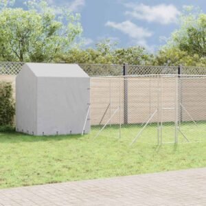 Outdoor Dog Kennel with Roof Silver 6x6x2.5 m Galvanised Steel