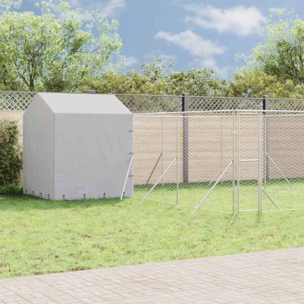 Outdoor Dog Kennel with Roof Silver 6x6x2.5 m Galvanised Steel