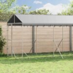 Outdoor Dog Kennel with Roof Silver 2x14x2.5 m Galvanised Steel