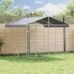 Outdoor Dog Kennel with Roof Silver 3x3x2.5 m Galvanised Steel