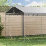 Outdoor Dog Kennel with Roof Silver 3x6x2.5 m Galvanised Steel