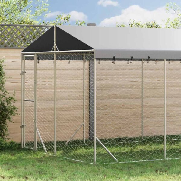 Outdoor Dog Kennel with Roof Silver 3x6x2.5 m Galvanised Steel