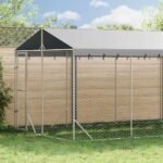 Outdoor Dog Kennel with Roof Silver 3x7.5x2.5 m Galvanised Steel