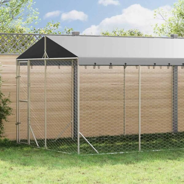 Outdoor Dog Kennel with Roof Silver 3x9x2.5 m Galvanised Steel