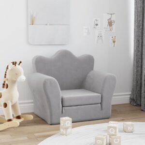 Kids' Sofa Bed Light Grey Soft Plush