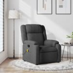 Massage Recliner Chair Dark Grey Fabric