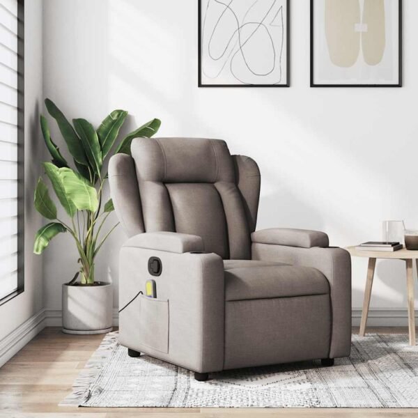 Massage Recliner Chair Taupe Fabric