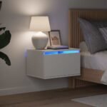Wall-mounted Bedside Cabinets with LED Lights 2 pcs White