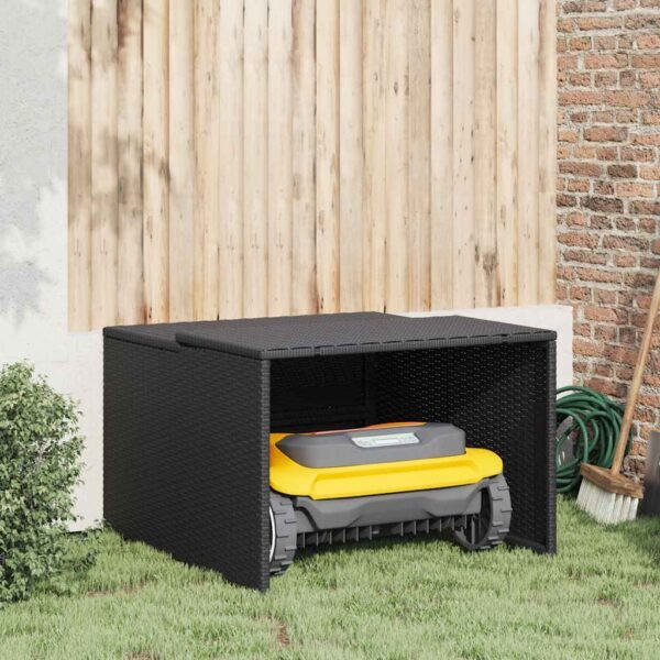 Robot Mower Garage Black 86x90x52/57 cm Poly Rattan