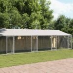 Dog Cage with Roof and Doors Grey 10x2x2 m Galvanised Steel