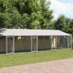 Dog Cage with Roof and Doors Grey 12x2x2 m Galvanised Steel