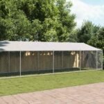 Dog Cage with Roof and Door Grey 12x2x2 m Galvanised Steel