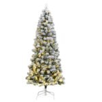 Artificial Hinged Christmas Tree 300 LEDs & Flocked Snow 210 cm